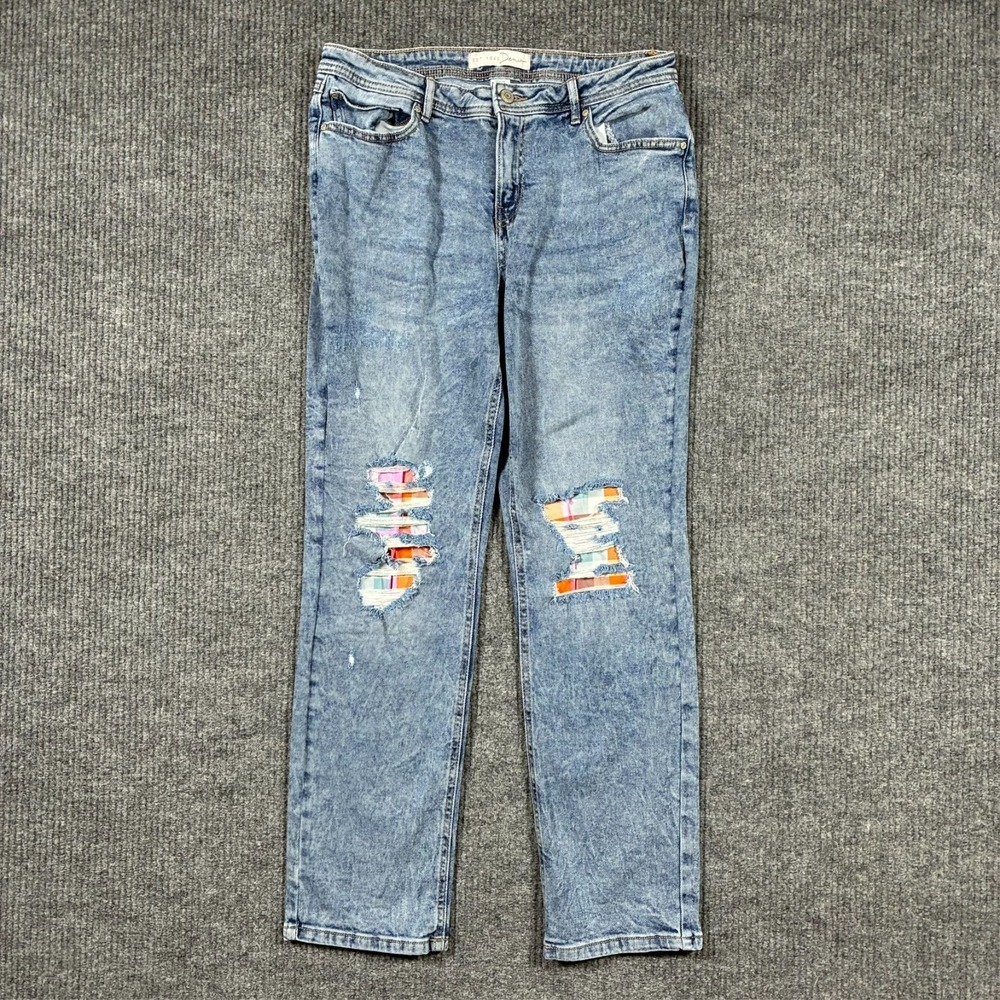 EST.‎ 1946 Denim Womens High Rise Jeans 10 Distressed Ripped Patchwork Straight